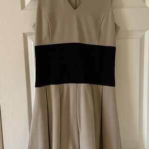 Calvin Klein Black and Tan Midi Dress